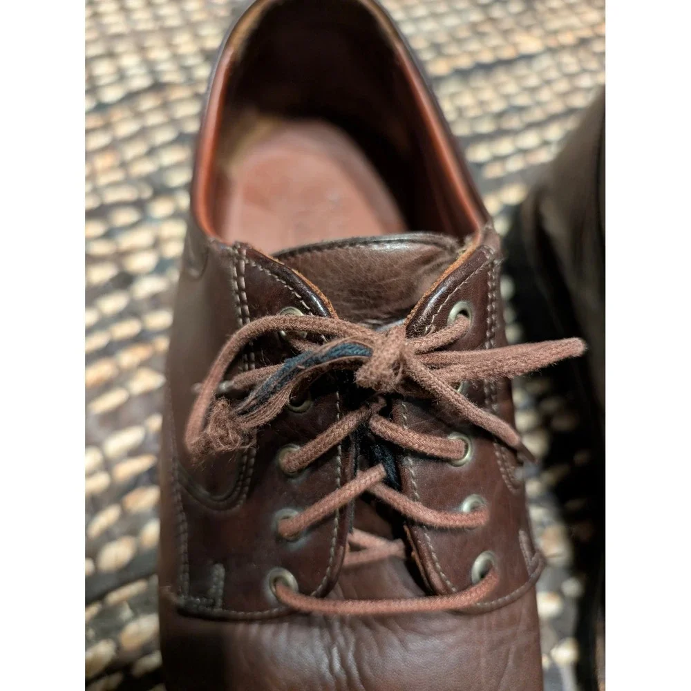 Neil M Mens Brown Leather Derby Dress Shoes Lace Up Plain Toe Made in USA 10.5 B